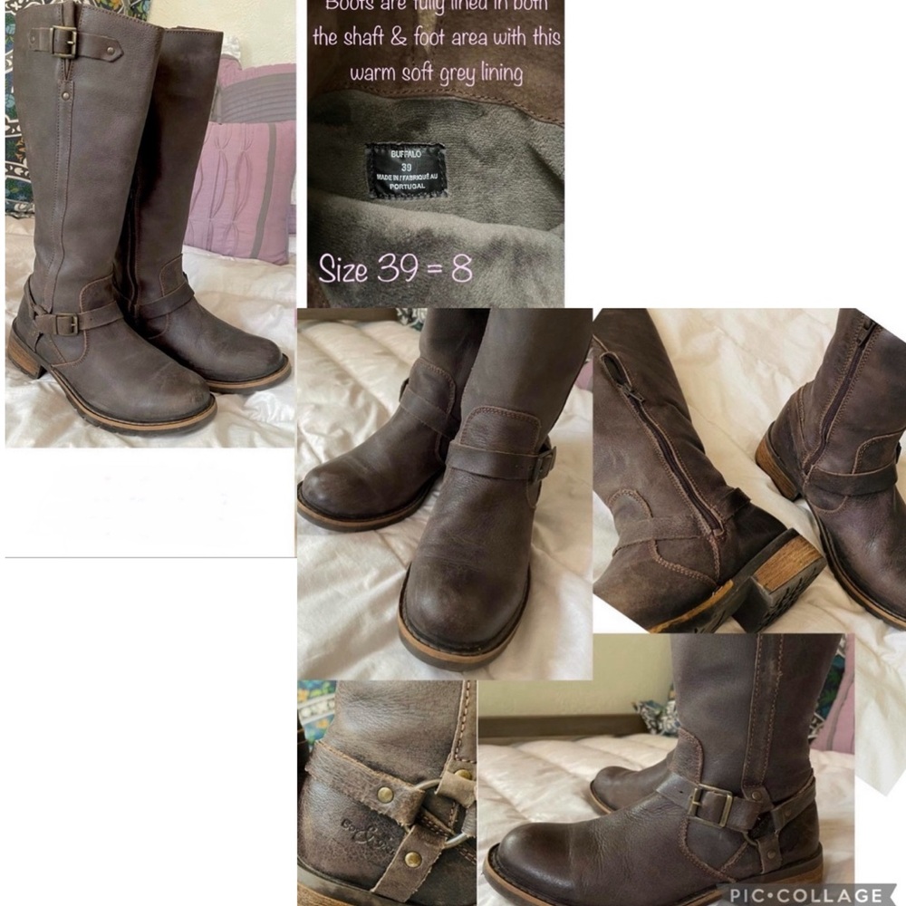 Bos. & Co. Women's Brown Heeled fur lined leather Boots size 39/8